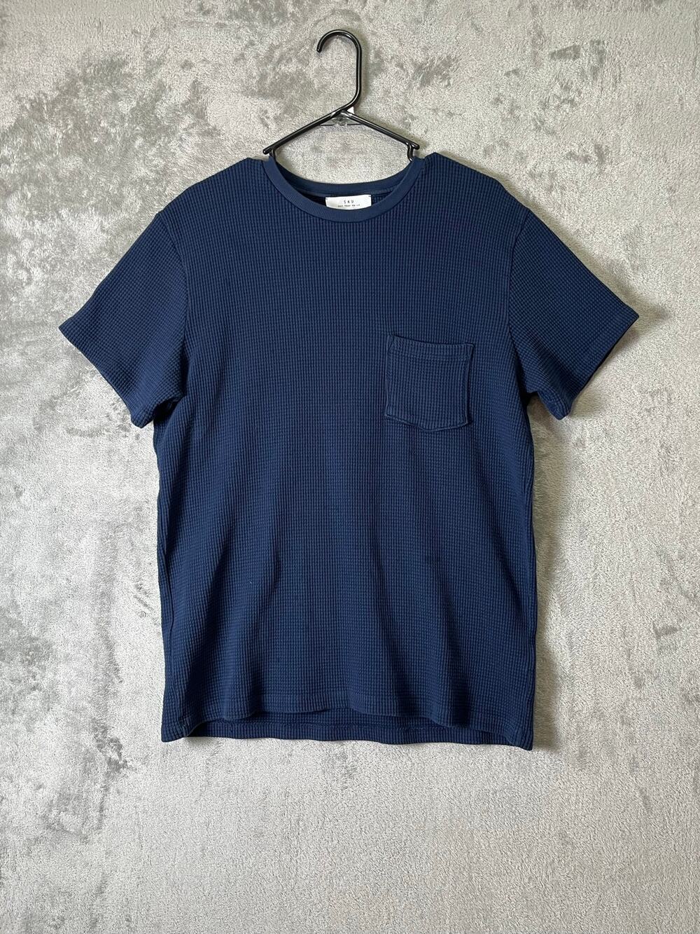 Save Khaki United Waffle Pocket Tee Navy Blue Short‎ Sleeve Textured Shirt Large